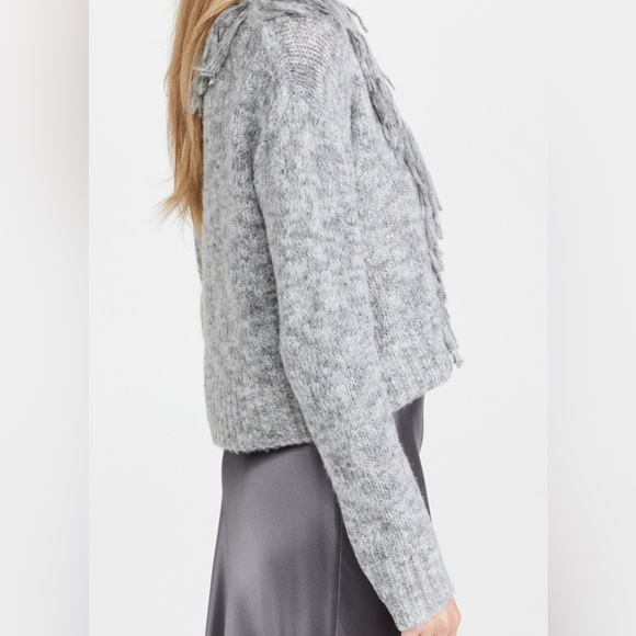 Cinq a sept Cecilia  gray fringe cardigan EUC - Picture 5 of 5